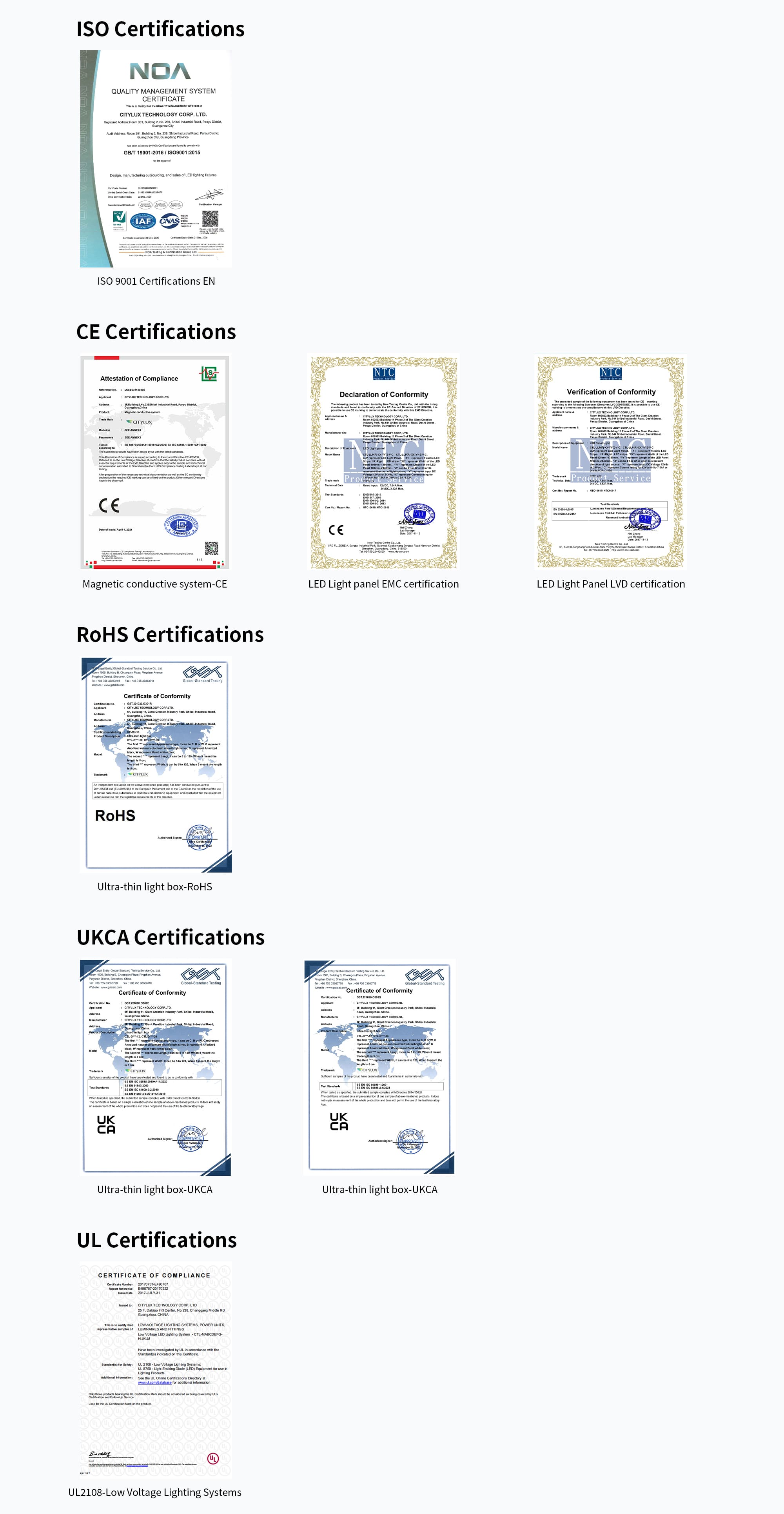 CITYLUX Certification